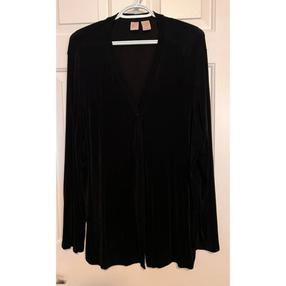 Wear It Black Long Sleeve Dress Jacket One Button Size 3 28 1/2"‎ Long x 22" PTP